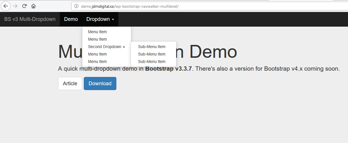 Bootstrap 3 Secondary Dropdown Menu
