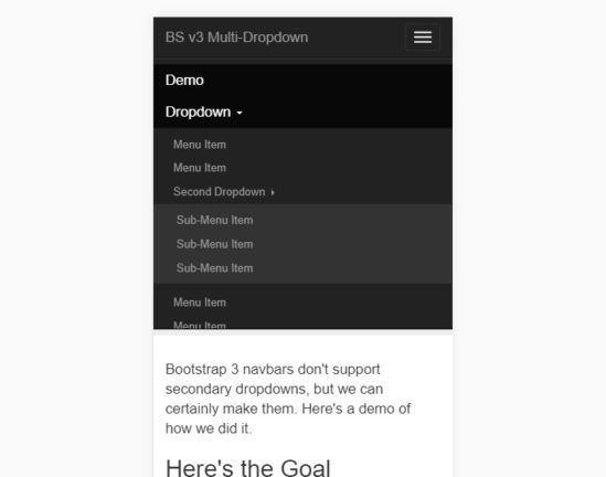 Secondary Bootstrap Menu on Mobile