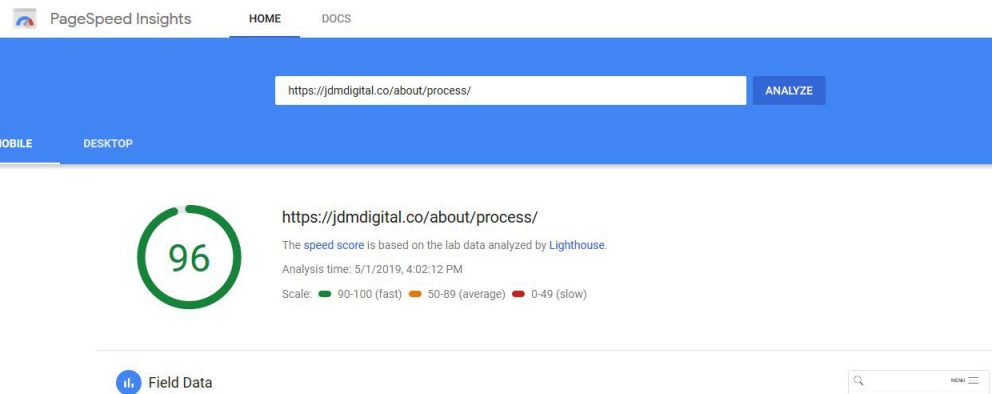 PageSpeed Insights Test Result