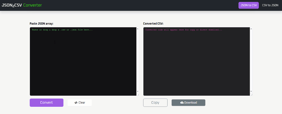JSON to CSV Converter Demo