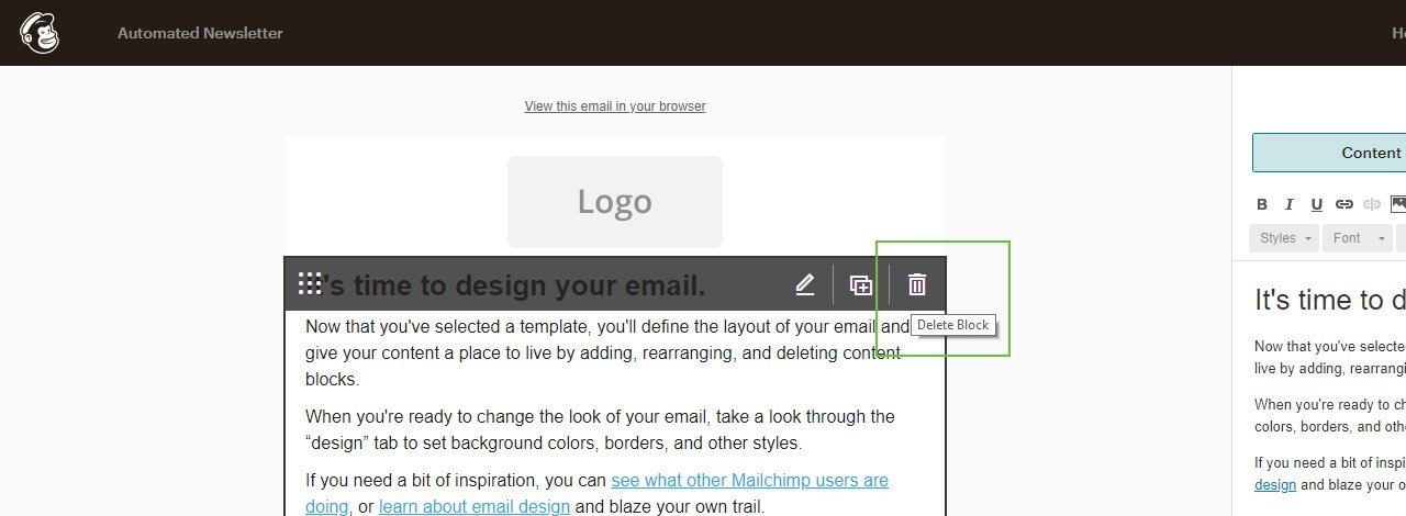 MailChimp Delete Body Block