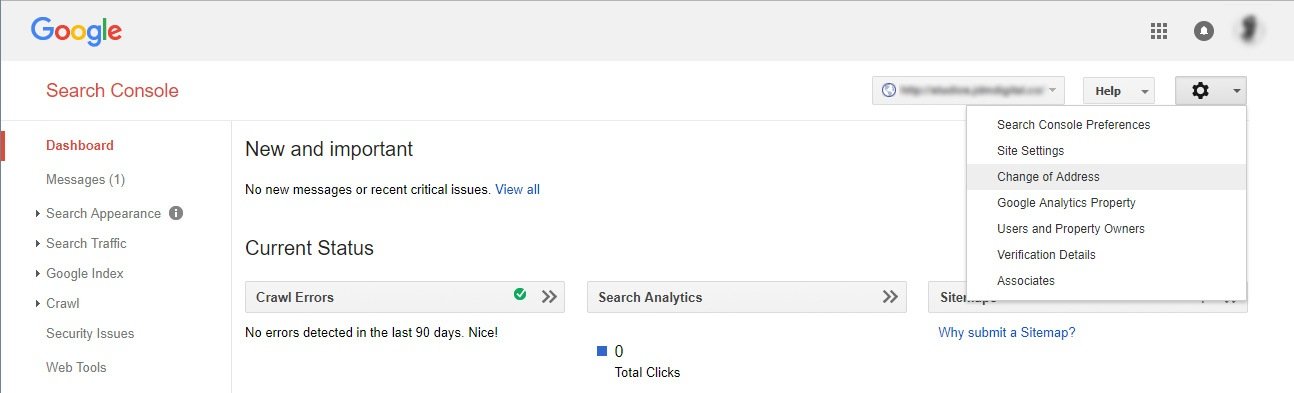 Search Console Change of Address